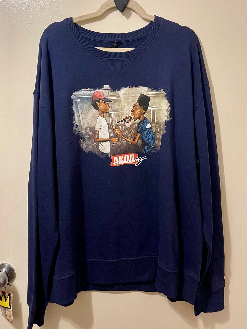 Akoo Navy Crewneck Sweatshirt with Graphic Front